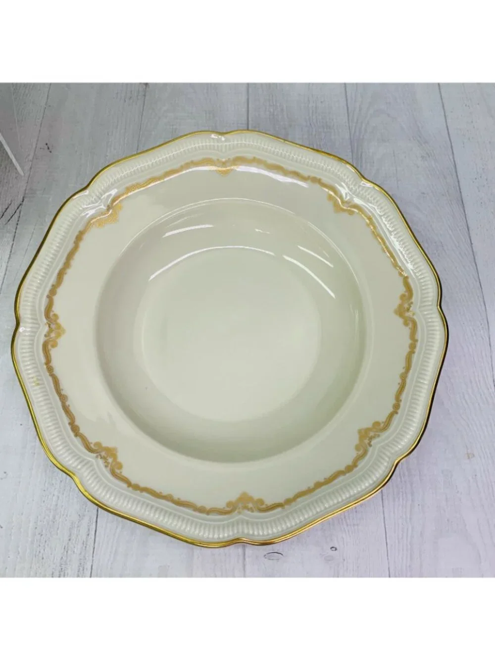 Hutschenreuther Selb WEIMAR Bavaria Germany Gold Large Rim Soup Pasta Bowl Set 6